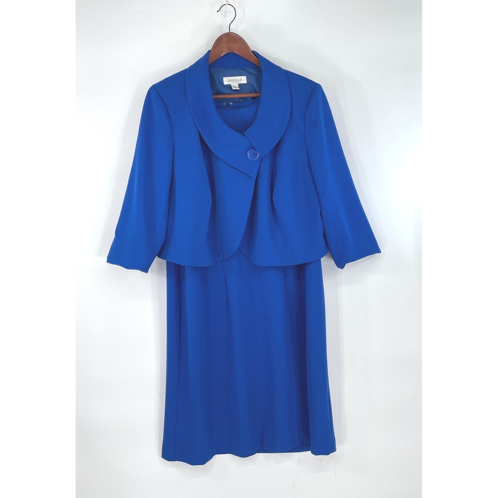 Danillo Woman Womens Dress‎ Set 16W 2-Piece Royal Blue Bolero Jacket READ